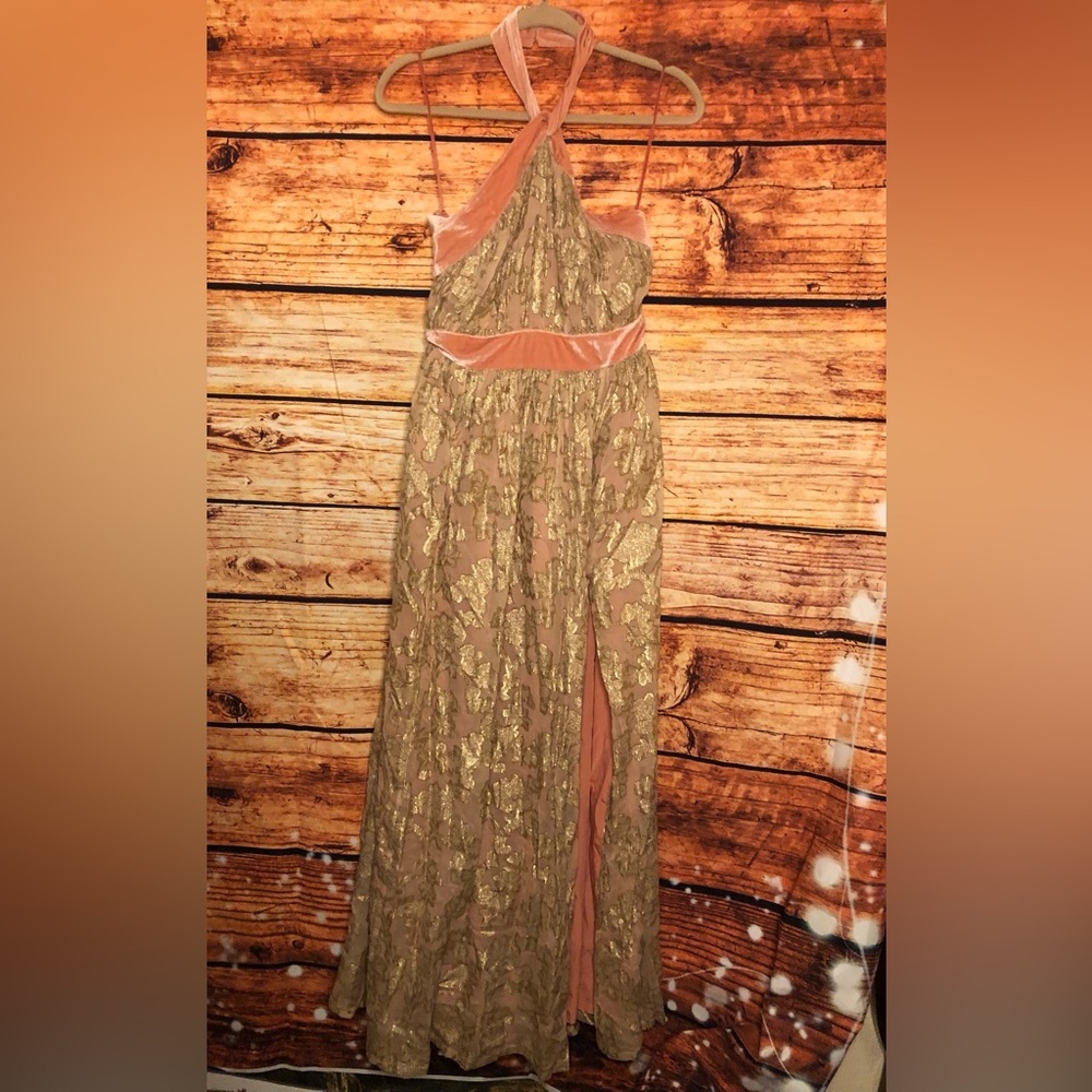 Jacquard Halter Gown - Picture 2 of 16